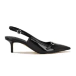 Nine West Ashlea Kitten Heel Slingback Pumps Simili Cuir Noir 1