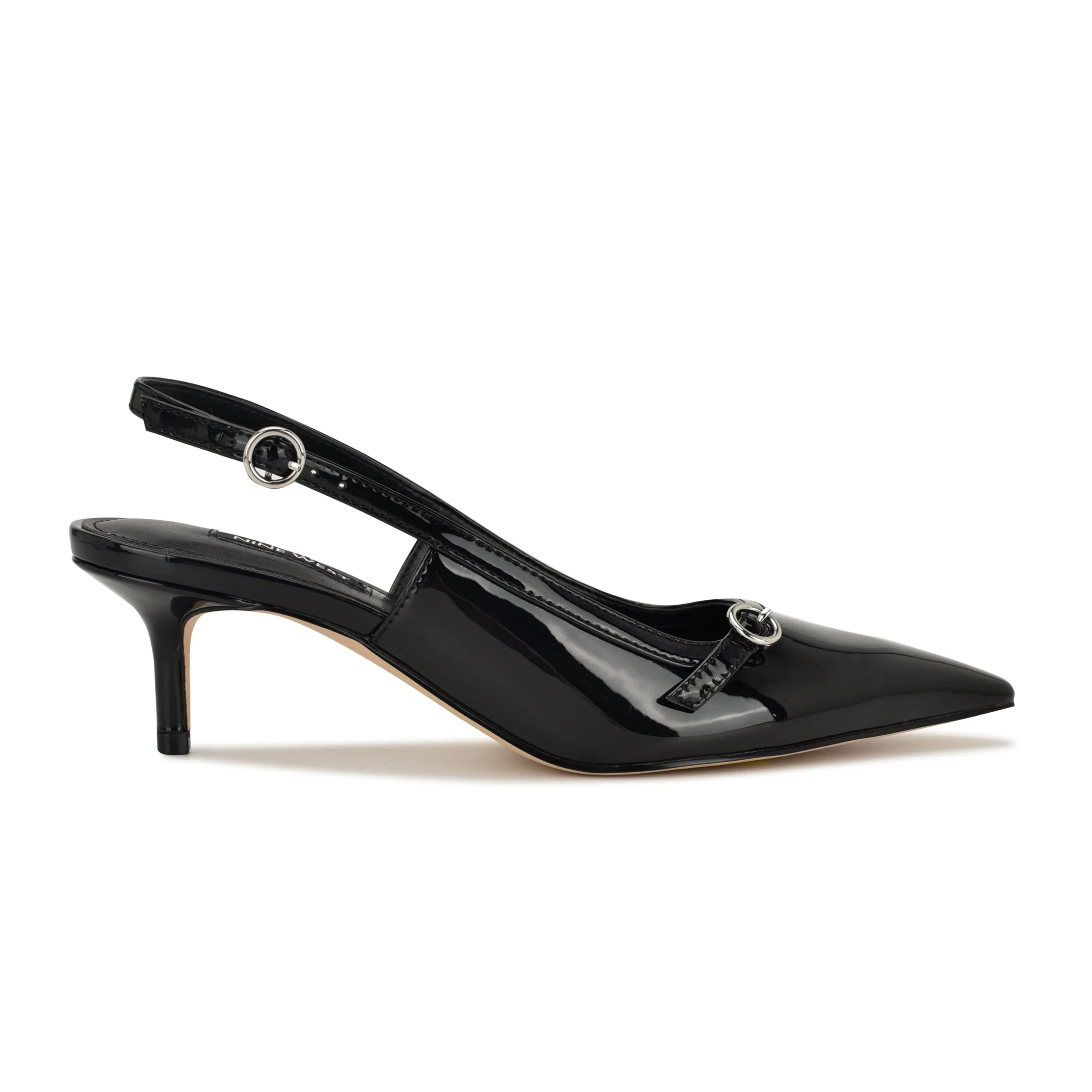 Nine West Ashlea Kitten Heel Slingback Pumps Simili Cuir Noir 1