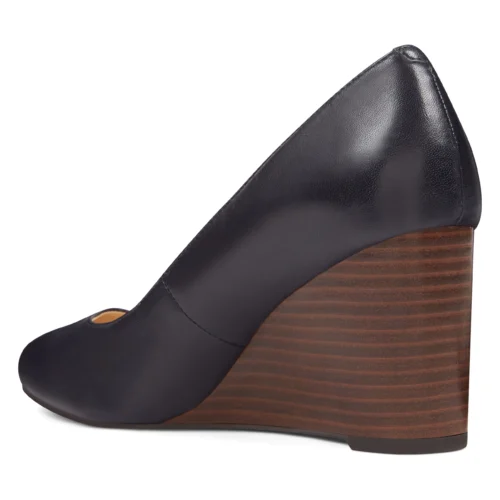 escarpin compensé cuir noir Nine West Jazzin