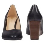 escarpin compensé cuir noir Nine West Jazzin