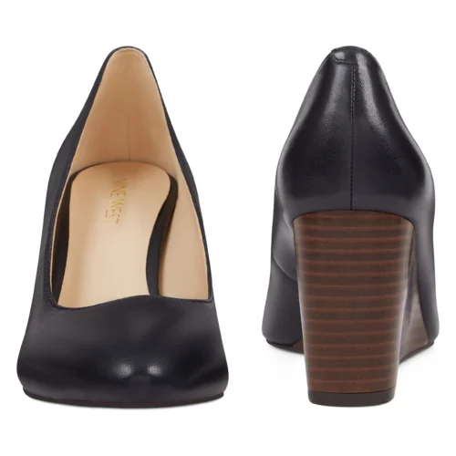 escarpin compensé cuir noir Nine West Jazzin