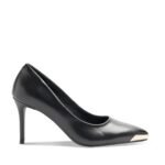 Escarpins San Marina en cuir noir, bout doré - talon haut - Disponible chez Précieux Escarpins Abidjan