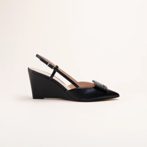 Escarpins San Marina Mary-Jane Slingback en cuir noir - Disponible chez Précieux Escarpins Abidjan