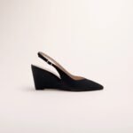Escarpins San Marina Wedge Slingback compensé en daim noir - Disponible chez Précieux Escarpins Abidjan